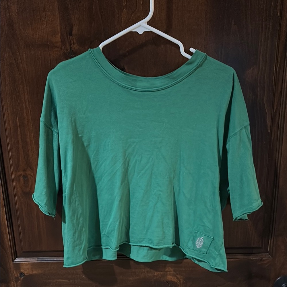 Free People XS Bright Green Oversized Cropped T-Shirt